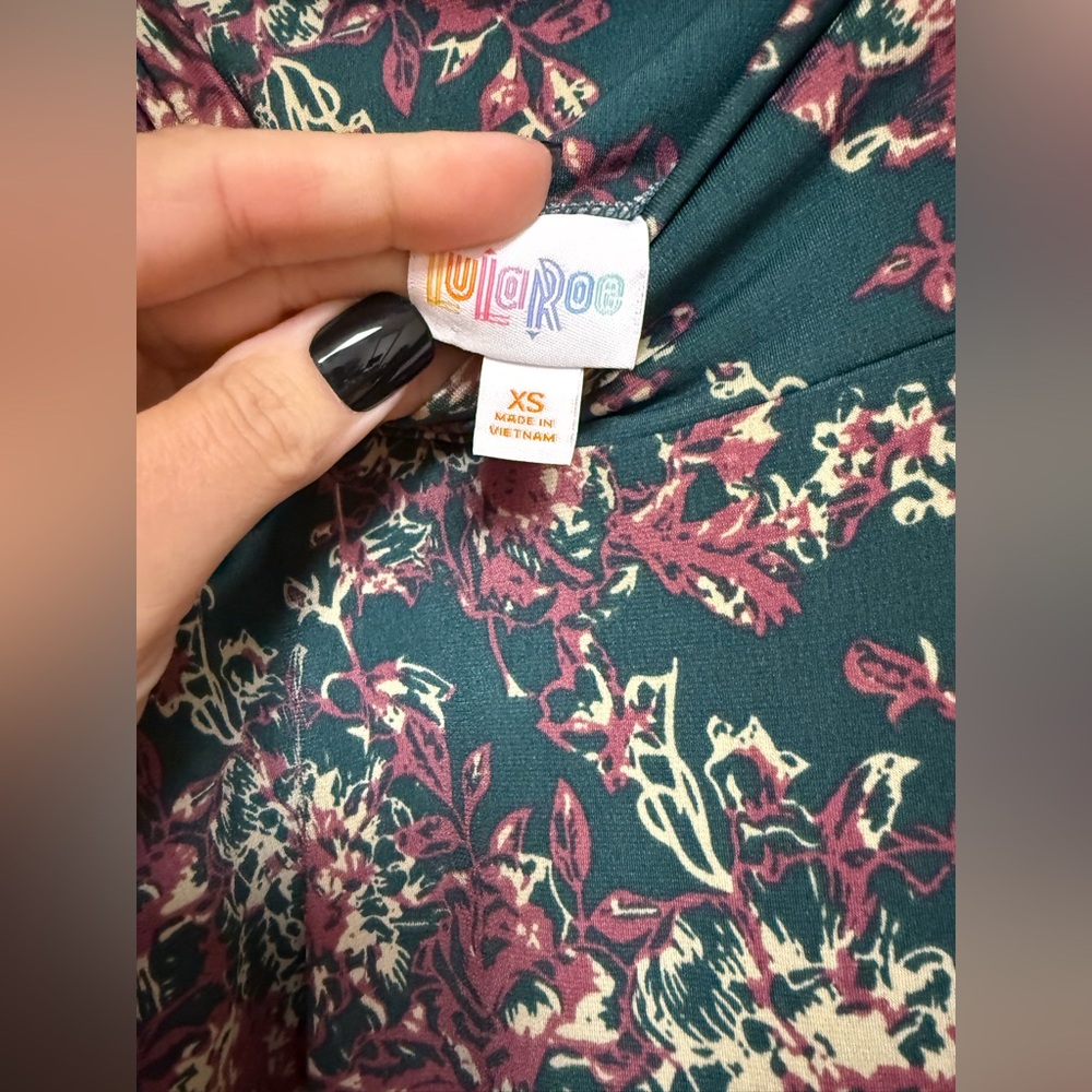 LuLaRoe A-Line Skirt in Floral Teal and Burgundy - XS - Picture 6 of 7